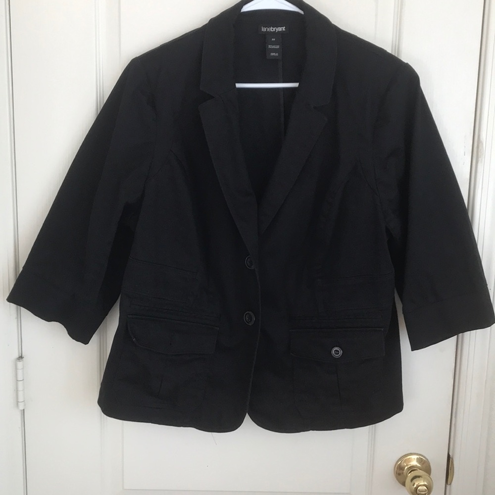 Plus size black casual 3/4 sleeve blazer